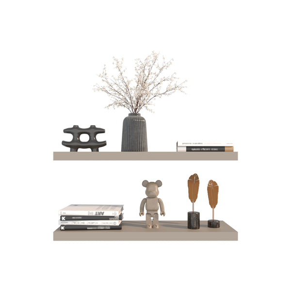 English Elm Floating Shelves - Sleek Taupe Design, 2 Modern Shelves For Stylish Storage & Display In Any Room B097P250916