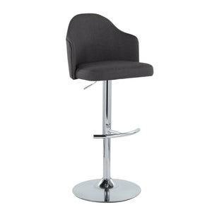 English Elm Ahoy Adjustable Barstools Set Of 2 In Charcoal Fabric & Chrome - Modern Comfort With Swivel Design B202S00733