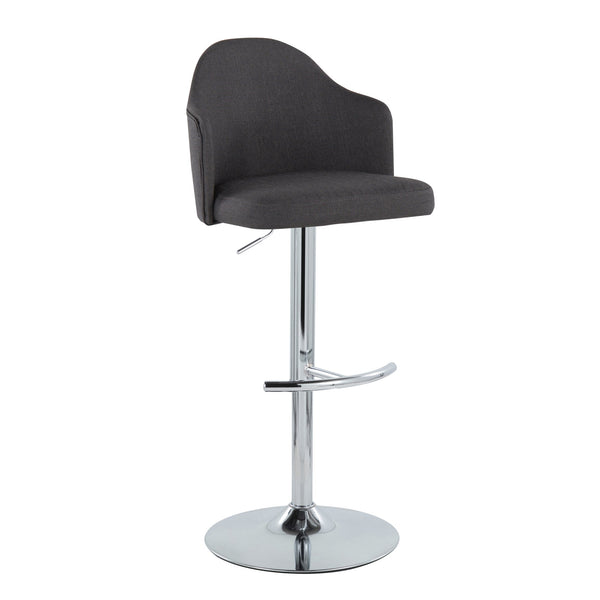 English Elm Ahoy Adjustable Barstools Set Of 2 In Charcoal Fabric & Chrome - Modern Comfort With Swivel Design B202S00733