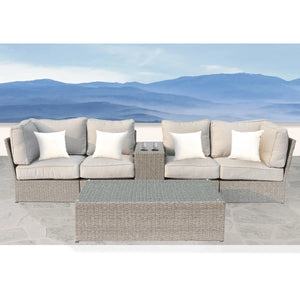 English Elm 4-Seat Outdoor Wicker Conversation Set with Plush 5" Cushions, Rustproof Aluminum Frame, No Assembly Required B120S00240