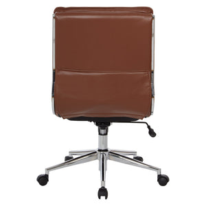 OSP Home Furnishings Armless Mid-back Faux Leather Office Chair with Lumbar Support and Chrome Base Saddle SPX23592C-U41