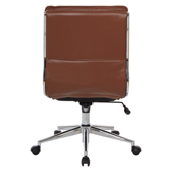 OSP Home Furnishings Armless Mid-back Faux Leather Office Chair with Lumbar Support and Chrome Base Saddle SPX23592C-U41