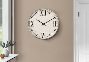 English Elm Clocks, Modern 20" Round Wall Clock With Black Roman Numerals On White Face - Quartz Quiet Mechanism B2710P287089