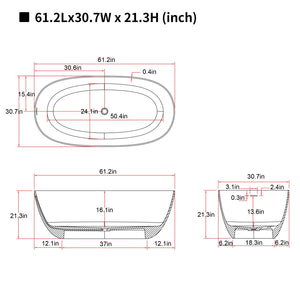 English Elm 61'' Freestanding Stone Resin Soaking Tub Spa Inspired Matte Finish with Drain W2753P436198