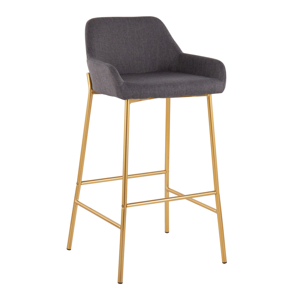 English Elm Daniella Glam Bar Stools Set Of 2 In Gold Metal & Charcoal Fabric For Modern Home Decor Bliss B202S00526