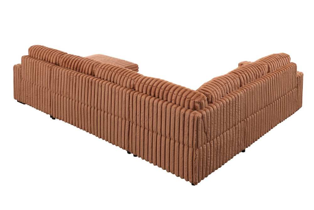 English Elm 102 Inch Linen Modular Sectional Sofa with Hidden Storage and Cloud Cushion Comfort Orange W1099S00178