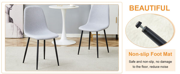 English Elm Table and Chair Set Modern Marble Glass Top with Gray Linen Seats for Dining Room W1151S04657