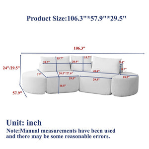 English Elm [video]106.3-inch V-shape Modular Chenille Sectional Sofa with Ottomans for Living Rooms W3505P383965