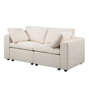 English Elm Modular Sectional Sofa Set - Versatile Chenille Beige Design With 2 Corner Chairs & Ottoman Options W1123S00039