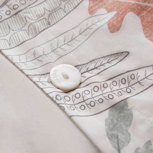 English Elm 3-piece Botanical Cotton Sateen Duvet Set with 300tc Earthy Print and Shell Buttons B035P408291