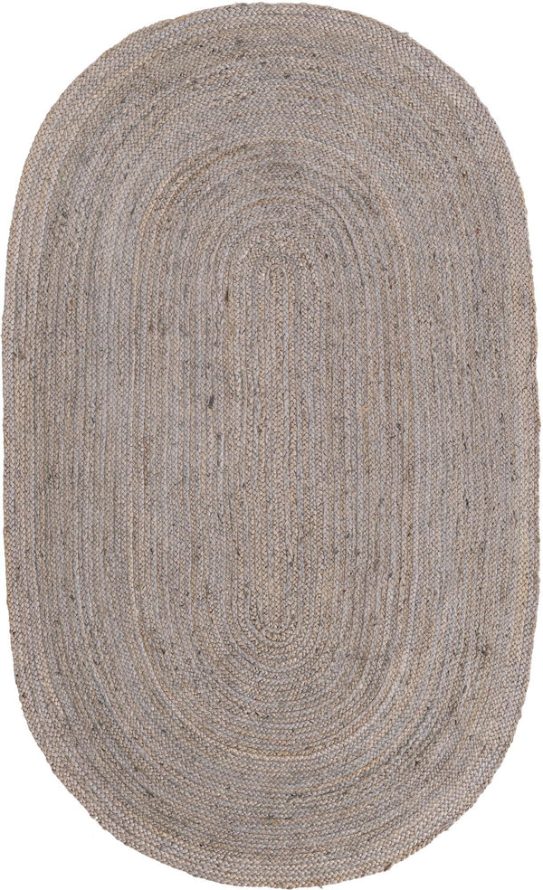 Unique Loom Braided Jute Dhaka Hand Woven Solid Rug Gray,  5' 1" x 8' 0"