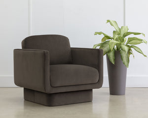 Sunpan Everton Lounge Chair - Classic Comfort with U-Shaped Arms and Floating Design for Modern Spaces Meg Dark Brown