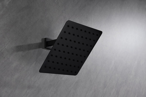 English Elm High Pressure Square Rain Shower Head Stainless Steel Spa Grade Full Body Coverage Matte Black W127264834