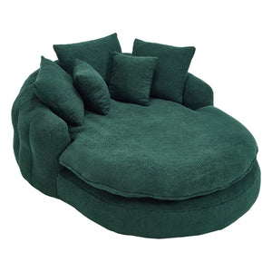 English Elm Oversized Memory Foam Chenille Bean Bag Sofa with Ergonomic Back Support, 3 Large & 2 Small Pillows Emerald W395P359413