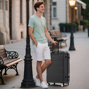 English Elm 6 Piece Hardshell Abs Travel Set with Spinner Wheels Combination Lock and Toiletry Bag Charcoal N732P391314E