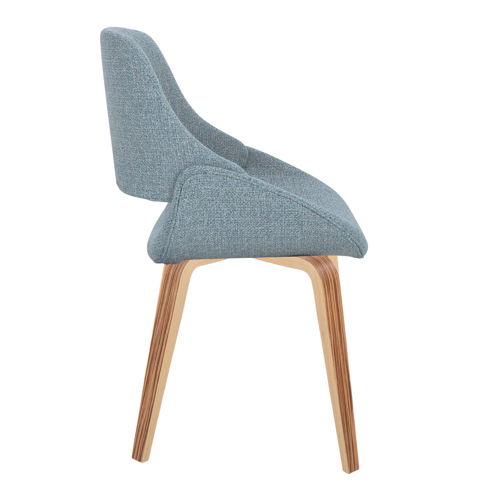 English Elm Fabrico Mid-Century Modern Accent Chairs Set Of 2 In Zebra Wood & Soft Blue Fabric For Stylish Comfort B202S01224