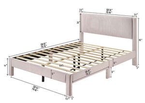 English Elm 1pc Plush Upholstered Headboard Queen Bed with Ribbed Texture, Low-Profile Frame and Sleek Modern Design Pink 54.7 L x 21.3 W x 6.9 H B2741P322569