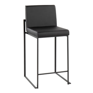 English Elm Fuji High Back Counter Stools Set Of 2 - Stylish Black Steel & Faux Leather Design For Comfort B202P221948