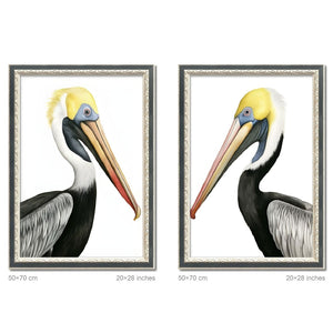 English Elm Set Of 2 Pelican Canvas Prints In Solid Wood Frames – Modern Coastal Wall Art For Living Rooms & Bedrooms T3976P383229-GIGA