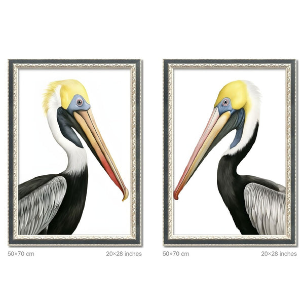 English Elm Set Of 2 Pelican Canvas Prints In Solid Wood Frames – Modern Coastal Wall Art For Living Rooms & Bedrooms T3976P383229-GIGA