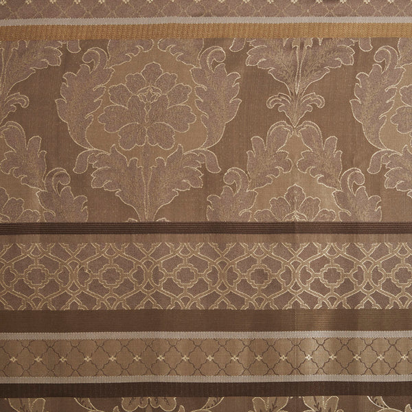 JLA Home Madison Park - Jacquard Chocolate Brown Shower Curtain 72x72 — Durable Polyester Jacquard with Leaf, Stripe & Ironwork MP70-3035