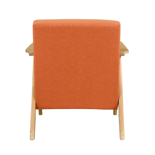 English Elm Modern Velvet Accent Chair with Dark Walnut Angular Frame, Streamlined Mid-Century Comfort Design Natural,Orange 35.5 L x 25.5 W x 20 H B011P271957