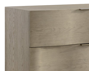Sunpan Hoyos Dresser - Elegant Light Oak & Brass Finish, Soft-Close Drawers, Unique Character & Style