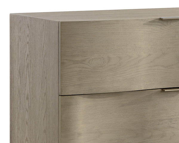 Sunpan Hoyos Dresser - Elegant Light Oak & Brass Finish, Soft-Close Drawers, Unique Character & Style