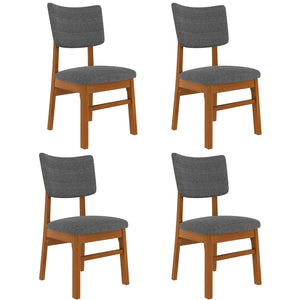 English Elm Upholstered Dining Chairs Set of 4 Ergonomic Mid-Century Modern Fabric Seats with Rubberwood Frame & Non-Slip Feet Brown,Gray N752P346006E