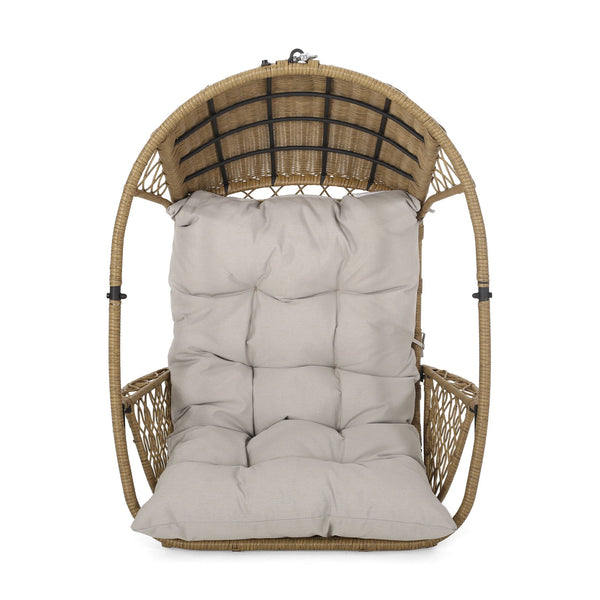 English Elm Christopher Knight Home® - Malia Wicker Hanging Chair With Plush Cushion - Stylish Indoor/Outdoor Seating For Relaxation & Comfort 67677.00LBGE