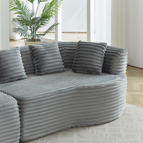 English Elm Curved Chenille Sectional Sofa Deep Seat Cloud Cushions Four Seater Modern Living Room Grey W3505P456571