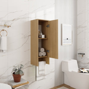 English Elm 12 Inch Wall Mounted Oak Storage Cabinet Soft Close Door for Bathroom or Study W1972P457945