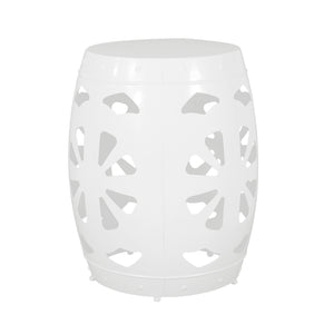 English Elm Metal end Table with Powder-Coated Iron Frame and Floral Cut Design, Modern Minimal Accent Table White 23.75 L x 19.75 W x 19.75 H W2297P188309