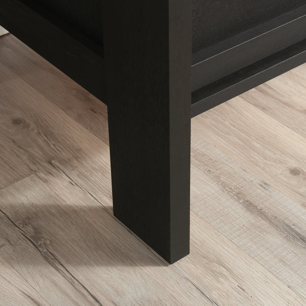 English Elm 4-Drawer Chest In Sleek Black Finish - Modern Farmhouse Storage Solution With Smooth Functionality B356P367864