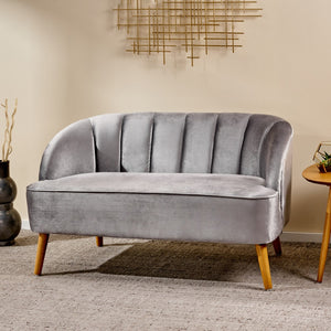 Christopher Knight Home® - Noble House - Amaia Mid-Century Modern Velvet Sofa with Seashell Backrest