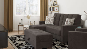 English Elm PrimeNest NimbusFlow Upholstered Ottoman with Storage and Click-Clack Tech, Compact Chenille Seating Brown B030P280978