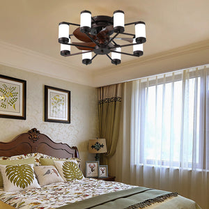 English Elm 22-inch Modern Ceiling Fan with LED Light, 5-Blade Brown Iron Design, Remote, 3-Color Dimmable LEDs W2312P374767