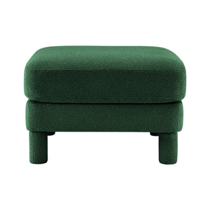 English Elm Lucas Modern Bouclé Ottoman with Wooden Frame, Plush Foam & Coil Support for Stylish Comfort and Durability Green W3041P337500