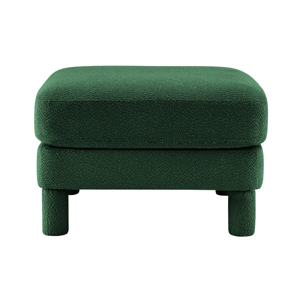English Elm Lucas Modern Bouclé Ottoman with Wooden Frame, Plush Foam & Coil Support for Stylish Comfort and Durability Green W3041P337500