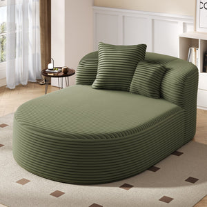 English Elm Modern Chaise Lounge Sofa oversized corduroy chaise with high-density foam, spring support & pillows Green N719P329129F