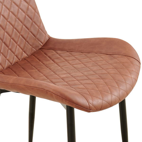 English Elm Brown Leathaire Dining Chairs Set of 4 — Mid-Century Modern Armless Upholstered Side Chairs with Metal Legs, Sleek Accent for Kitchen & Living Room W1164P225824