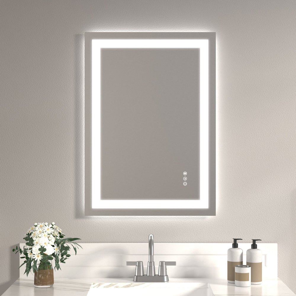 English Elm 20x28" Frameless Tempered Mirror with Dual Front & Back LED Strips, 3-Color Temp, UL Listed Illuminate T3177P320552