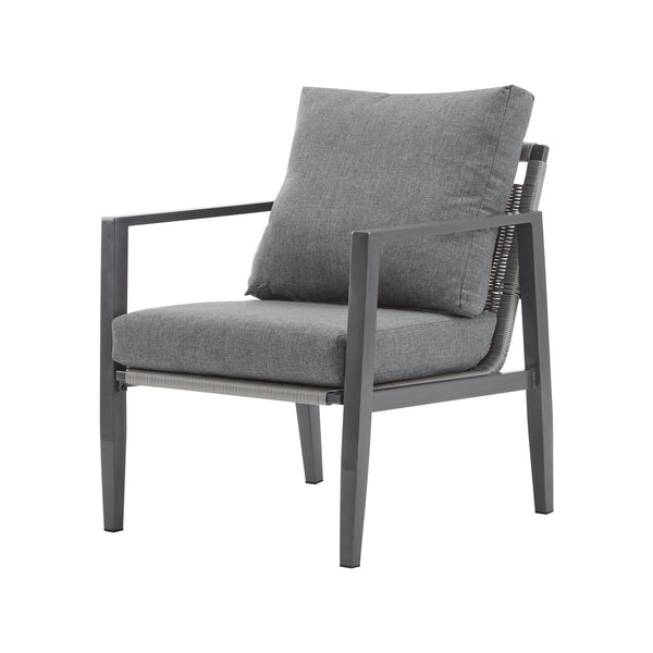 English Elm Christopher Knight Home® - [Set Of 2] Gray Aluminum Lounge Chairs With Plush Cushions And Modern Rope Accents For All Spaces N767P237034G_2