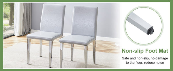 English Elm Table Set Extendable Round to Oval Wood Grain Top with Four Gray Pu Dining Chairs W1151S04833