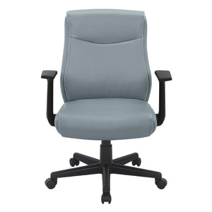 OSP Home Furnishings Mid Back Faux Leather Office Chair with Lumbar Support Adjustable Arms and Swivel Base FL91201-U42