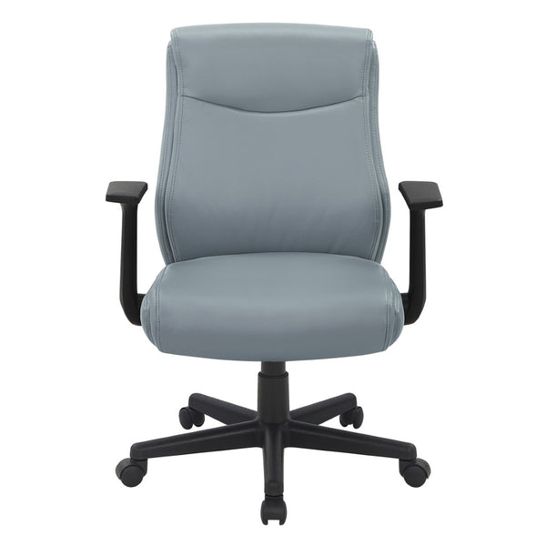 OSP Home Furnishings Mid Back Faux Leather Office Chair with Lumbar Support Adjustable Arms and Swivel Base FL91201-U42