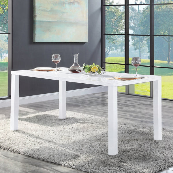 English Elm Contemporary High Gloss Dining Table Seats Six Smooth Easy-Clean Engineered Wood Veneer Surface White 69.5 L x 38 W x 4 H B2741S00271