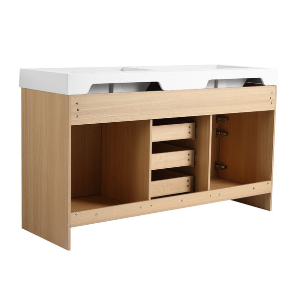 English Elm 60" Freestanding Bathroom Vanity With Double Sink, Soft-Close Doors & Drawers In Original Oak Finish P1 W1972P315232-GIGA