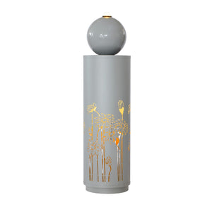 English Elm 34.25"h Light Gray Metal Floral Cutout Outdoor Fountain with Dual Led Sphere Top N765P355072G