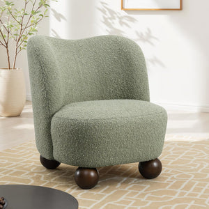 English Elm Contemporary Sculpted Barrel-Back Arm Chair with Smooth Casters, Neutral Textured Upholstery, Stylish Accent Seating Green 29 L x 32 W x 28 H B2741P401986